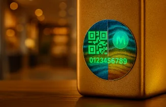 A phone scanning a QR code on a product label