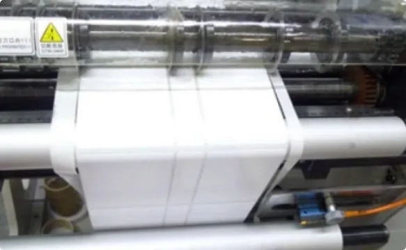 Micro-optic film being converted into labels, tapes and threads